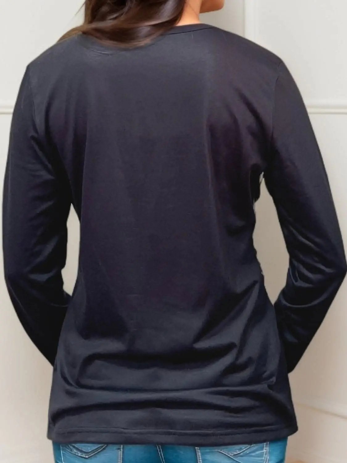 T-Shirts Trendsi Crisscross leopard long sleeve tee