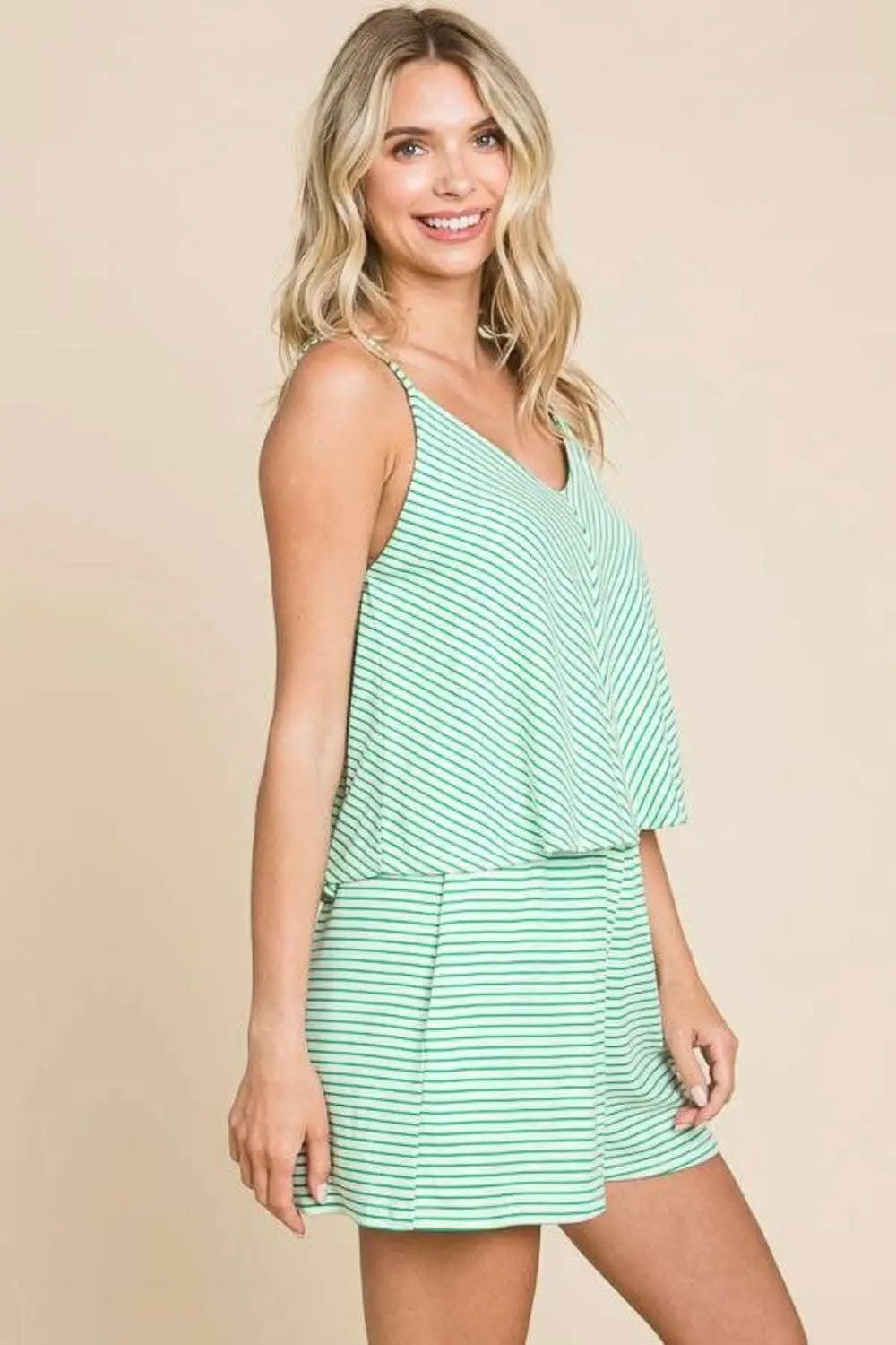 T-Shirts Trendsi usa - Culture Code Full Size Double Flare Striped Romper