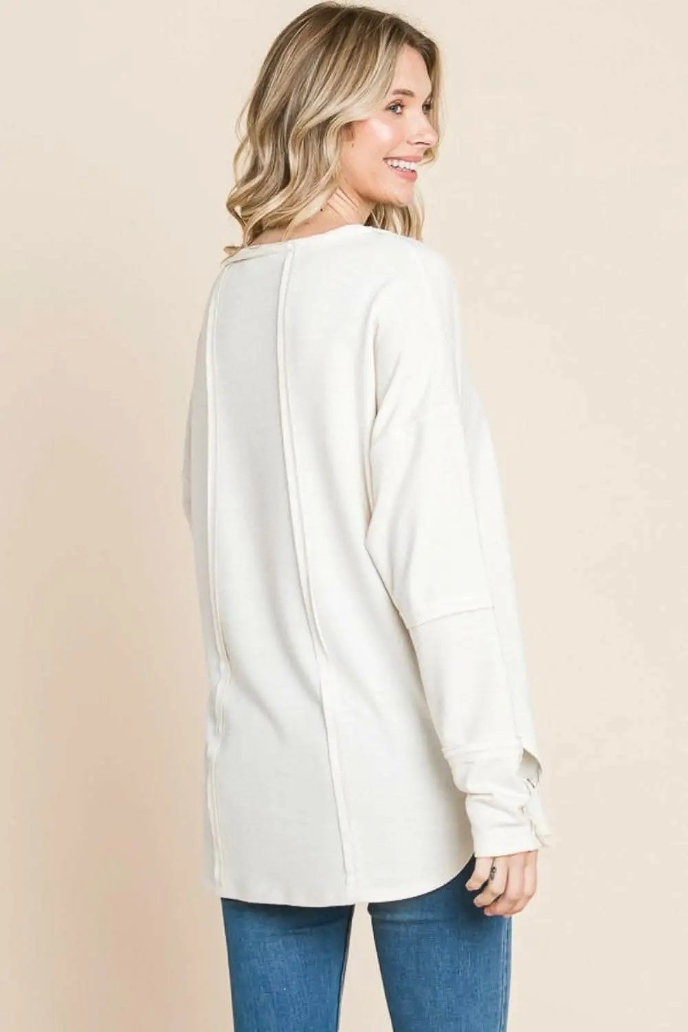 Pants Trendsi usa - Culture Code Full Size V-Neck Dropped Shoulder Blouse