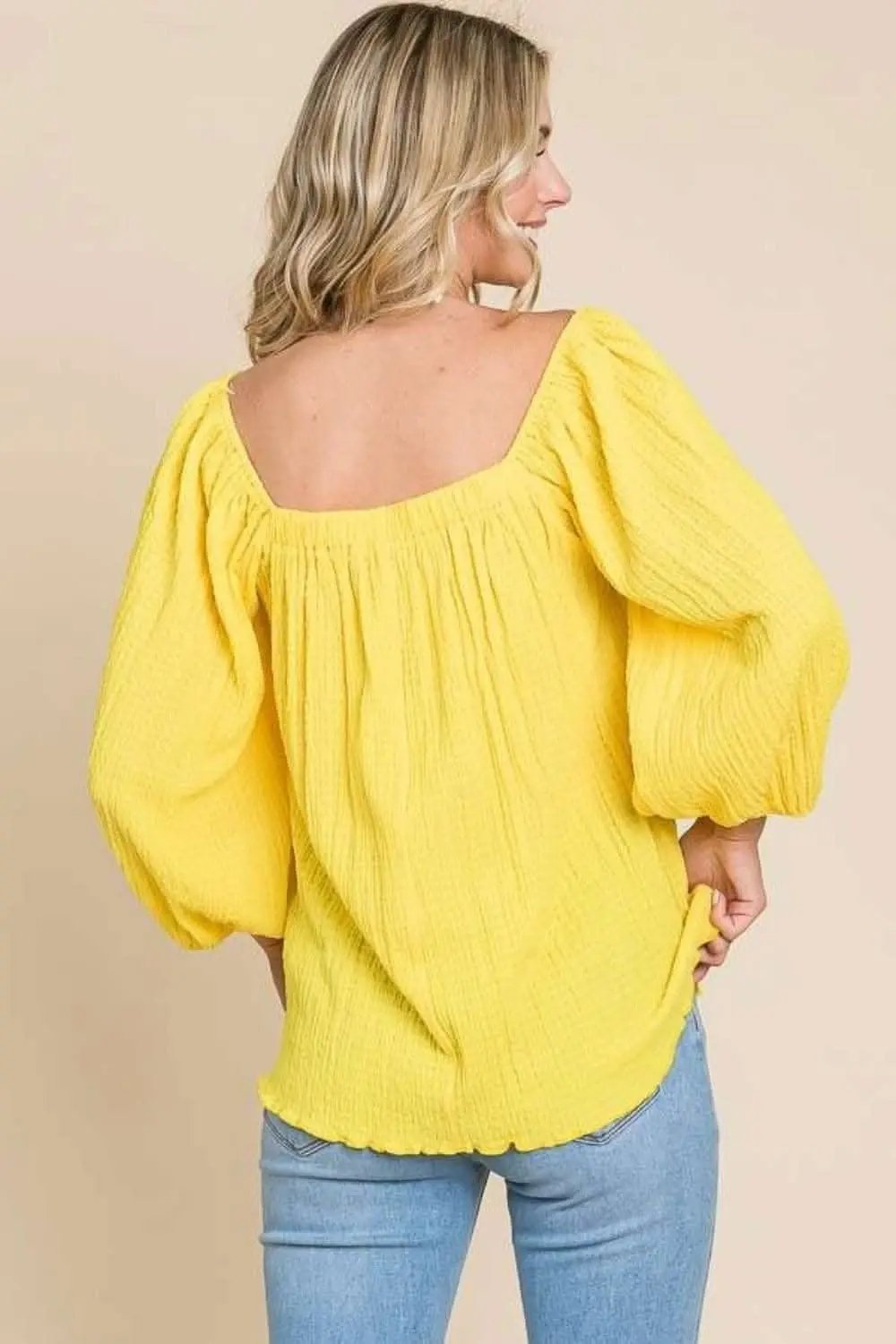 T-Shirts Trendsi Square Neck Top Women's Casual Tee Puff Sleeve Cute Shirt