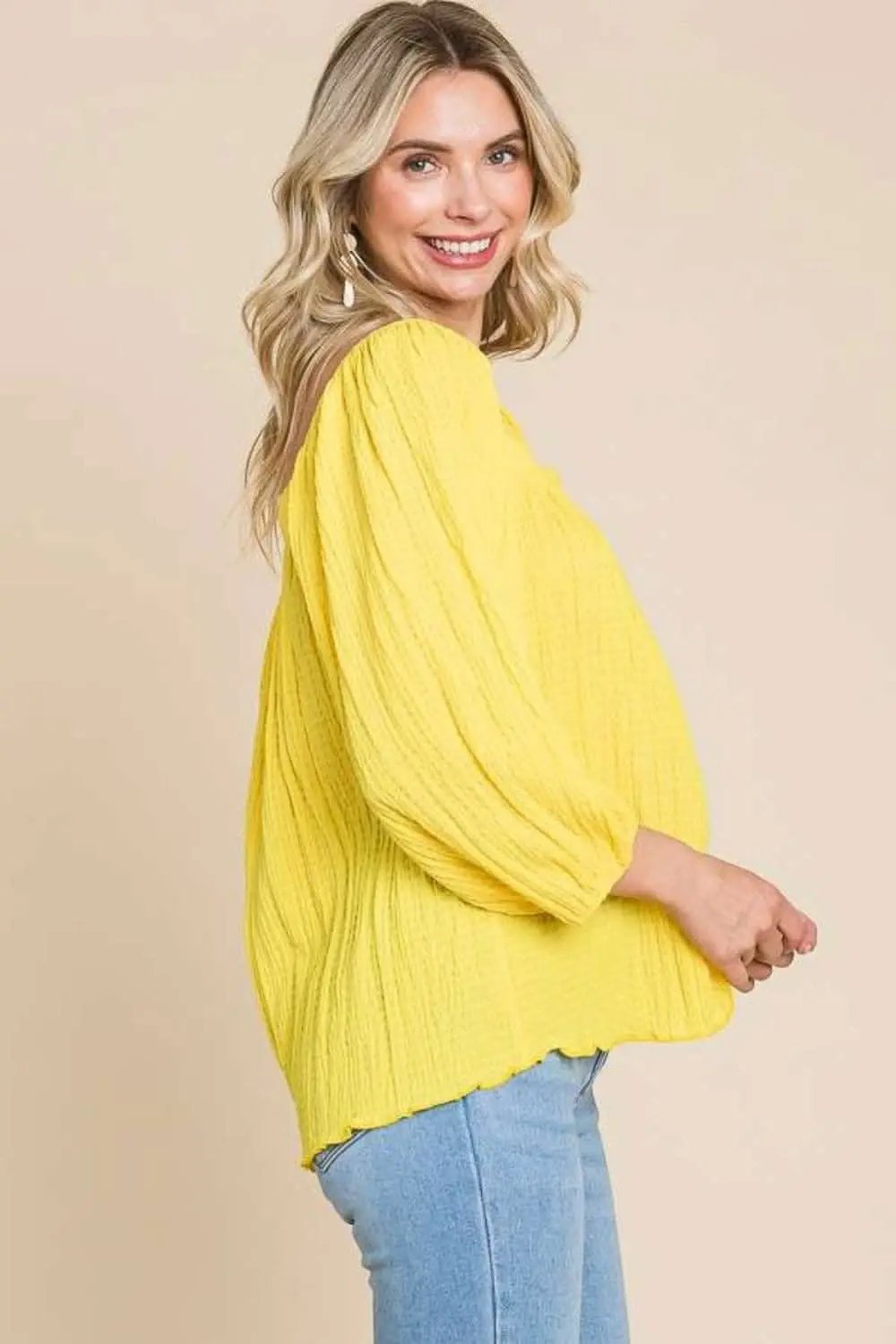T-Shirts Trendsi Square Neck Top Women's Casual Tee Puff Sleeve Cute Shirt