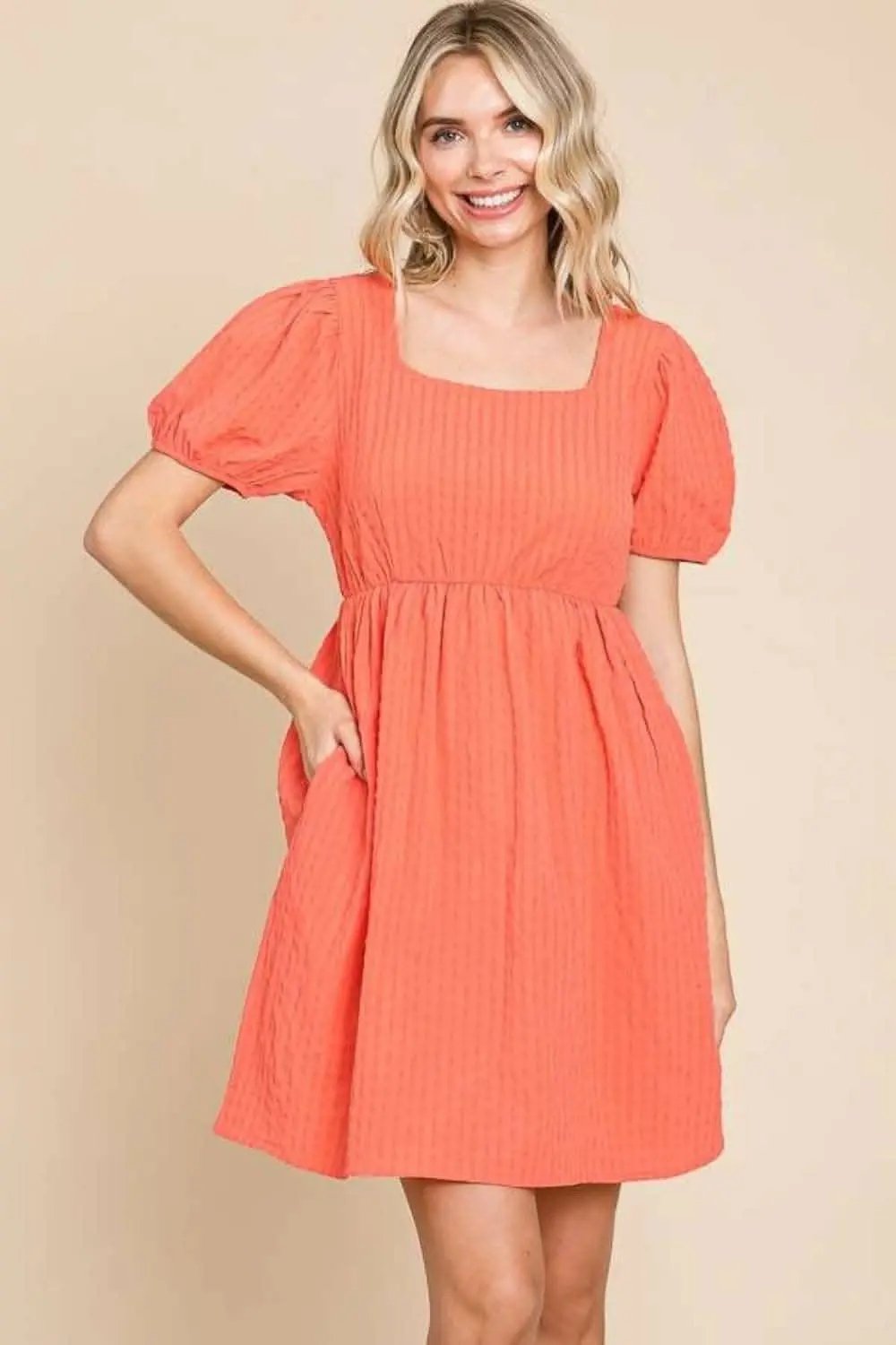 Dresses Trendsi Culture Code Textured Dress - Chic Square Neck Ele