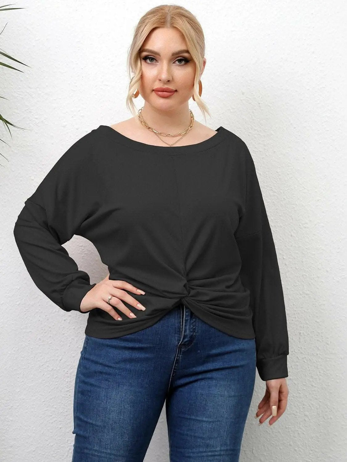 T-Shirts Trendsi plus - Curvy twist drop shoulder tee