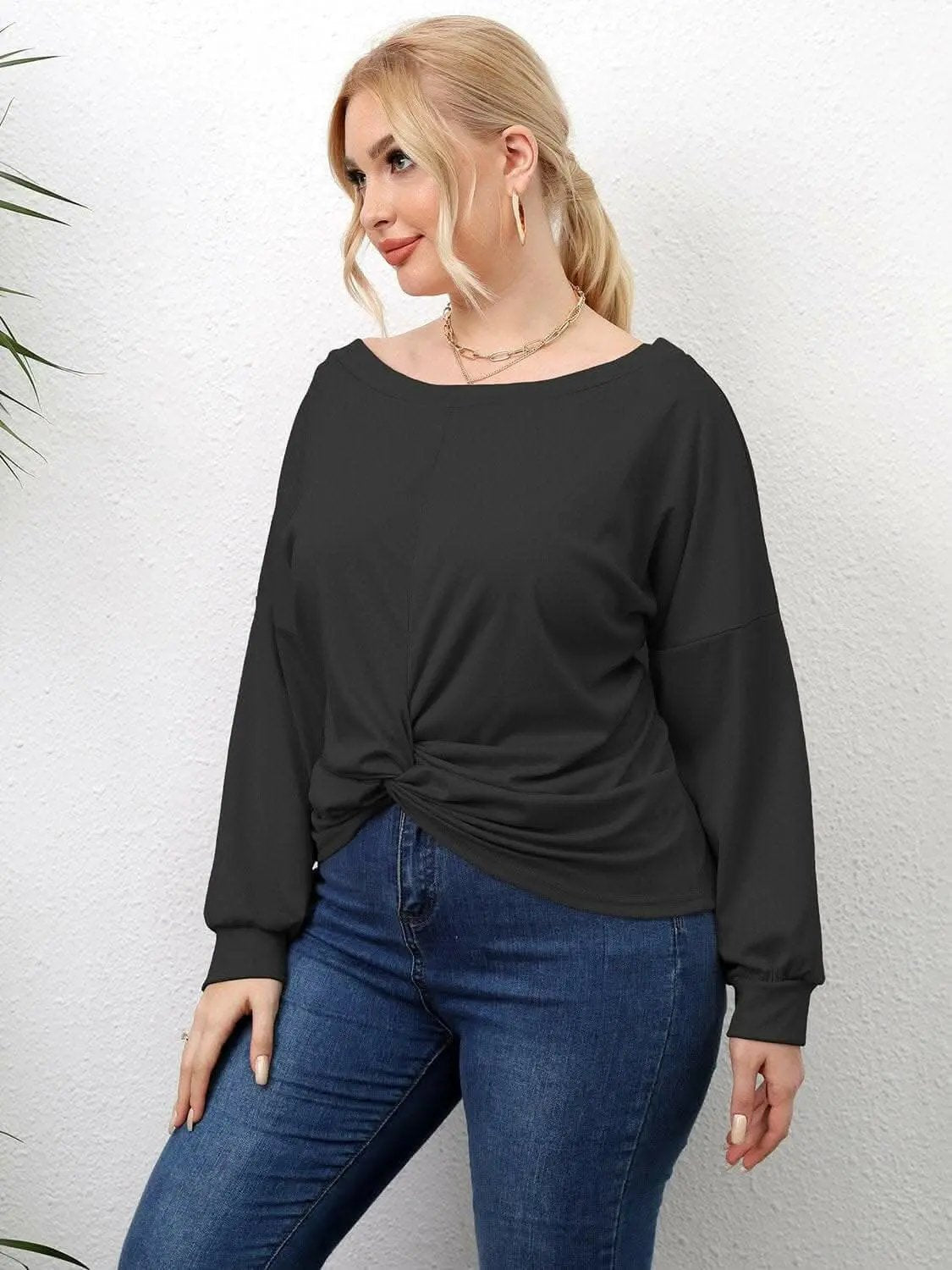 T-Shirts Trendsi plus - Curvy twist drop shoulder tee