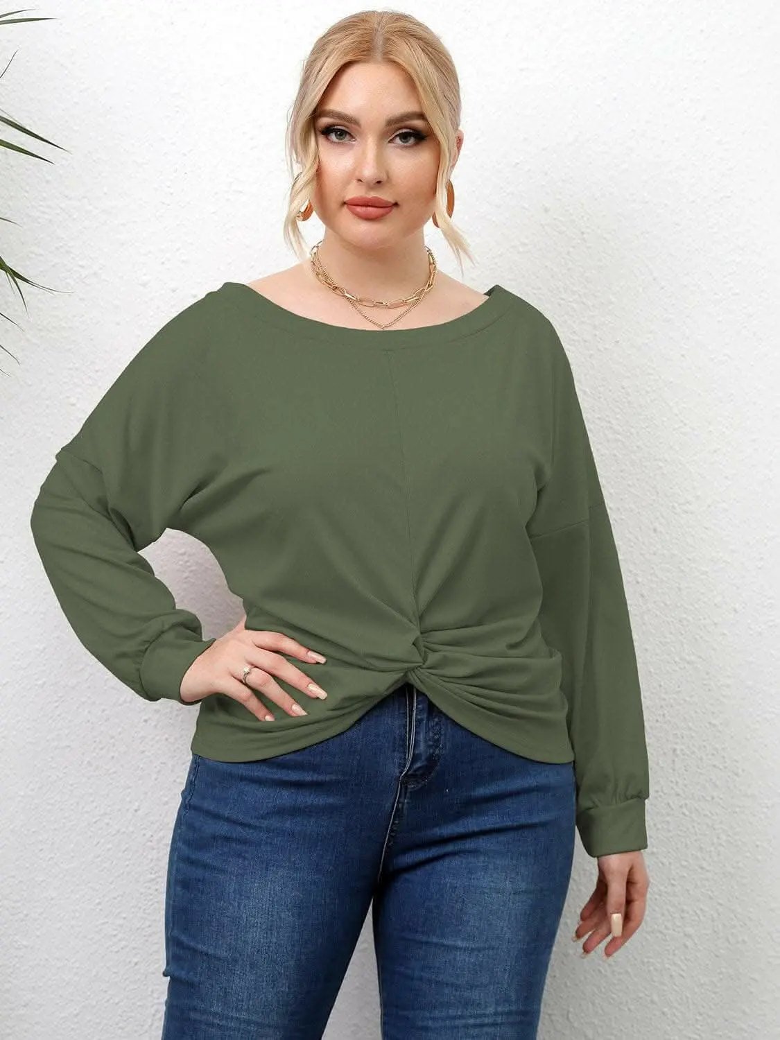 T-Shirts Trendsi plus - Curvy twist drop shoulder tee