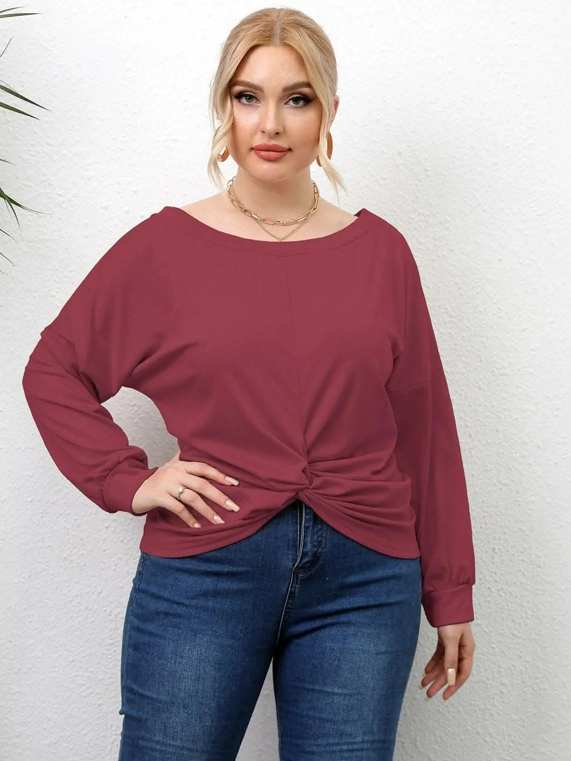 T-Shirts Trendsi plus - Curvy twist drop shoulder tee