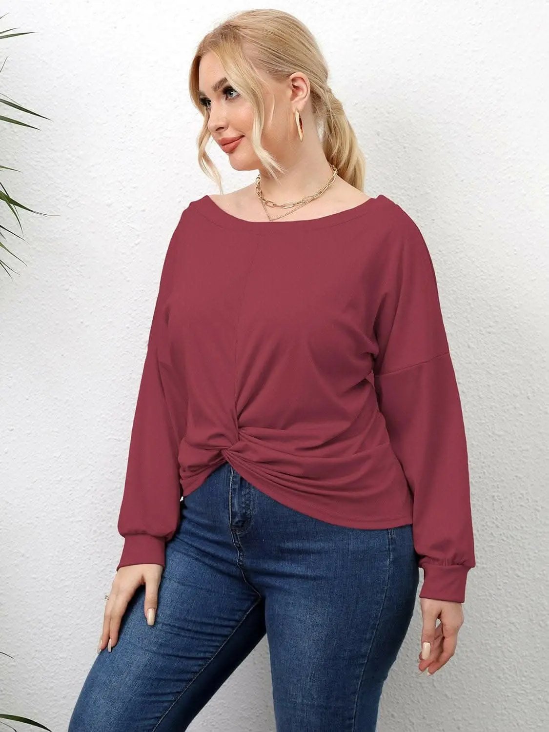 T-Shirts Trendsi plus - Curvy twist drop shoulder tee