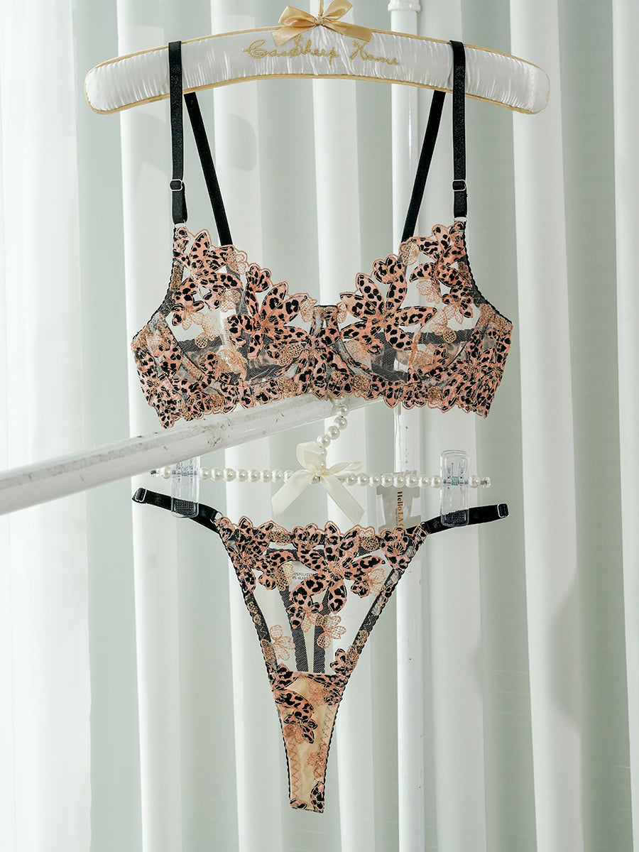 Leopard Flower Lingerie Set