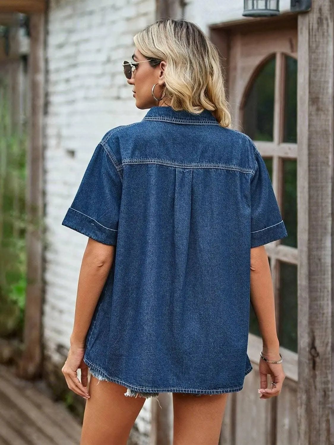 Denim Shirt Trendsi Men's Premium Denim Button-Up Shirt Long Sleeve