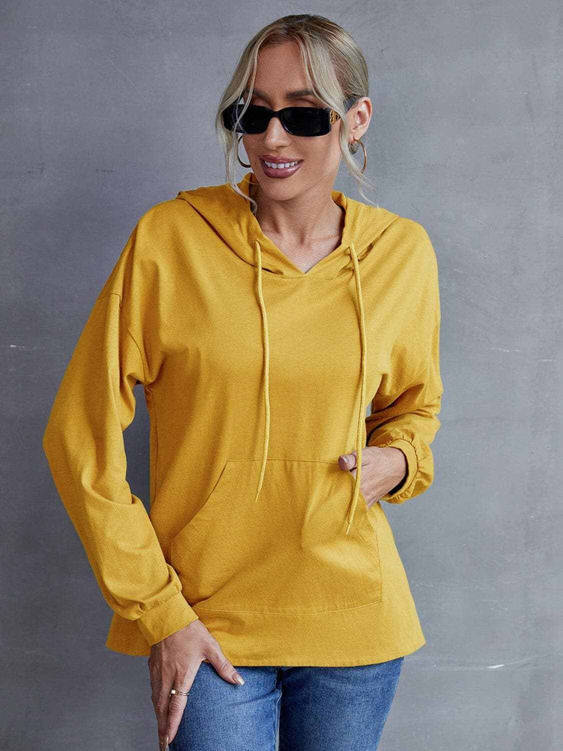 T-Shirts Trendsi Sweatshirts & Hoodies - Trendsi Dropped shoulder hoodie with p