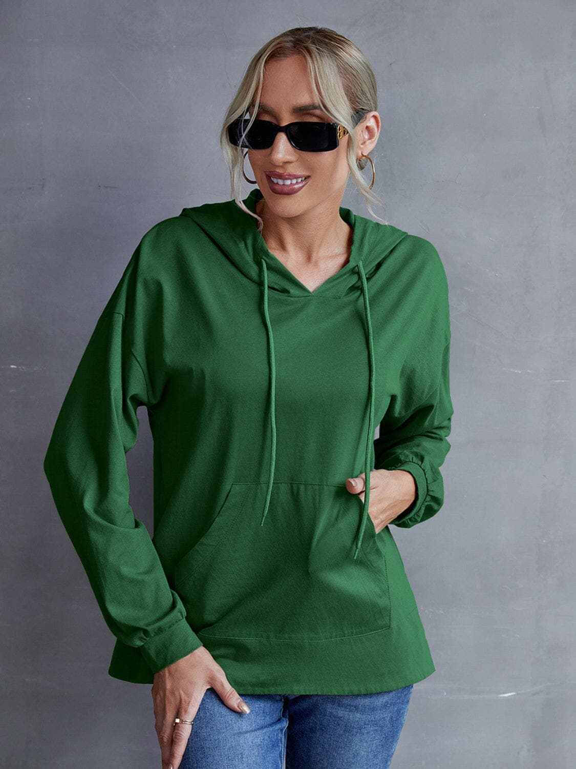 T-Shirts Trendsi Sweatshirts & Hoodies - Trendsi Dropped shoulder hoodie with p