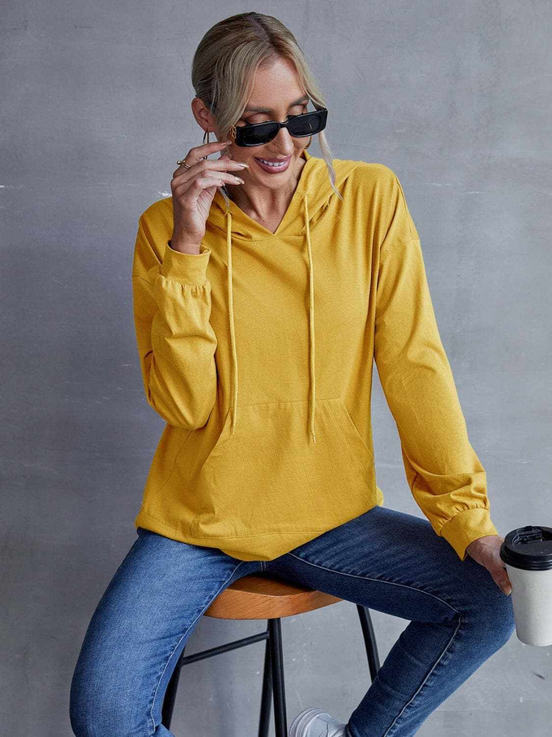 T-Shirts Trendsi Sweatshirts & Hoodies - Trendsi Dropped shoulder hoodie with p