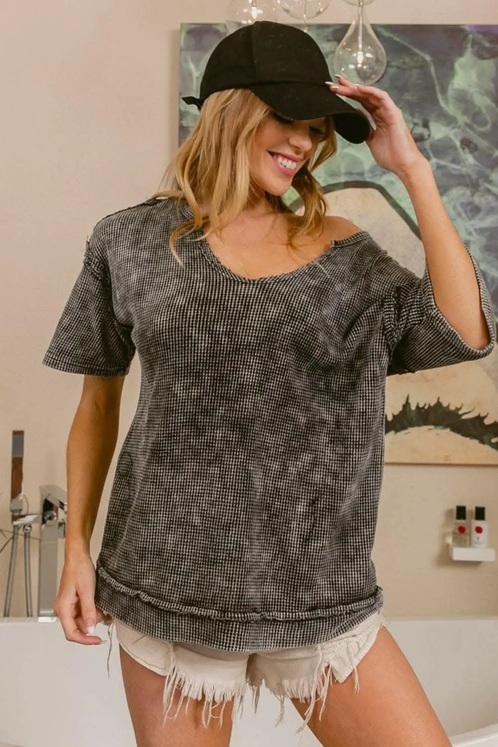 T-Shirts Trendsi Effortlessly stylish washy notched tee