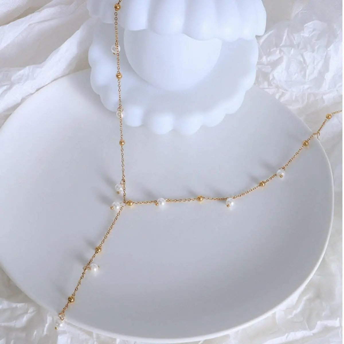 T-Shirts Trendsi Necklaces - Elegant 18K gold pearl necklace