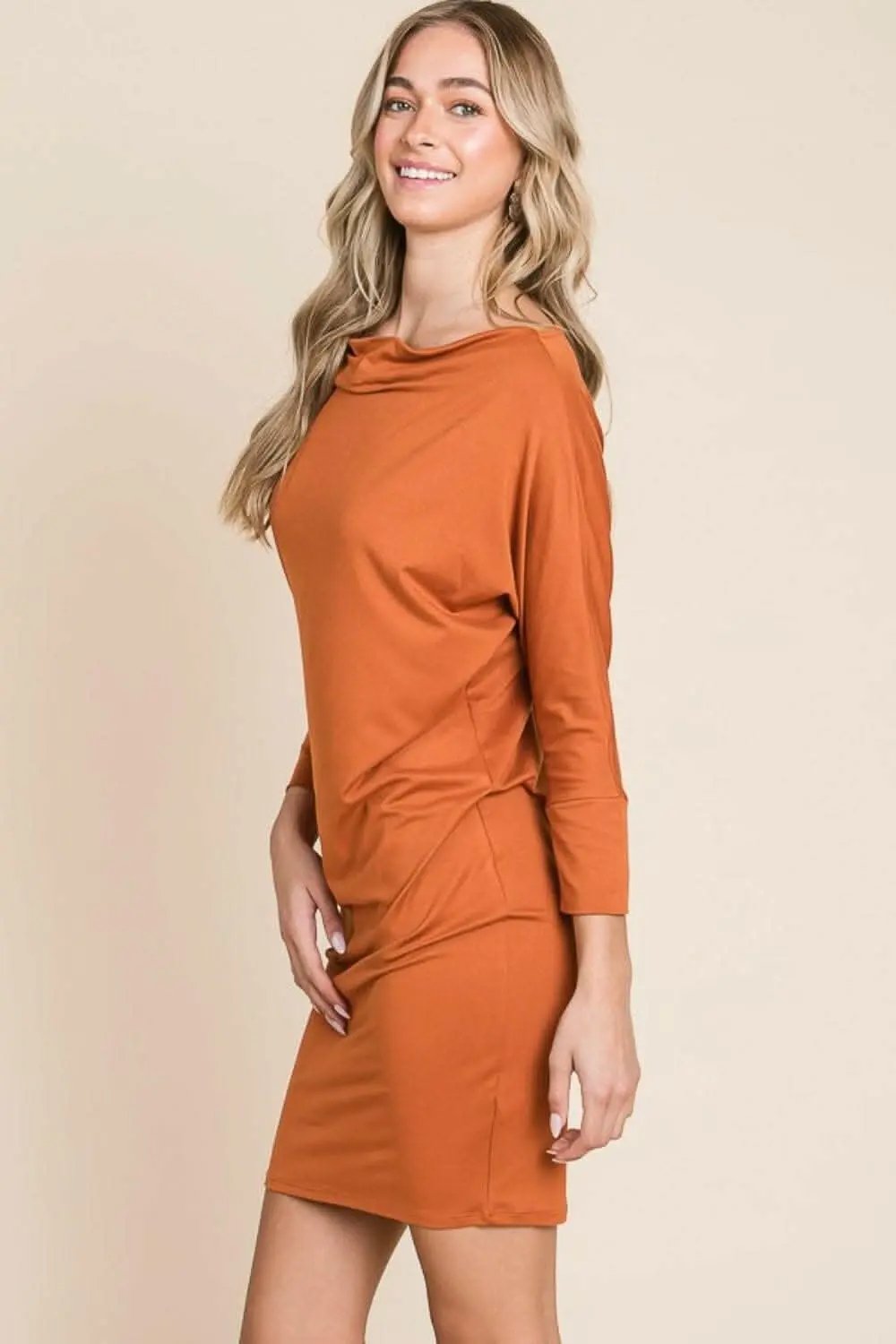 Women's Mini Dress Mini Dress - Dolman Sleeve - Versatile Elegant Styling — Trendsi