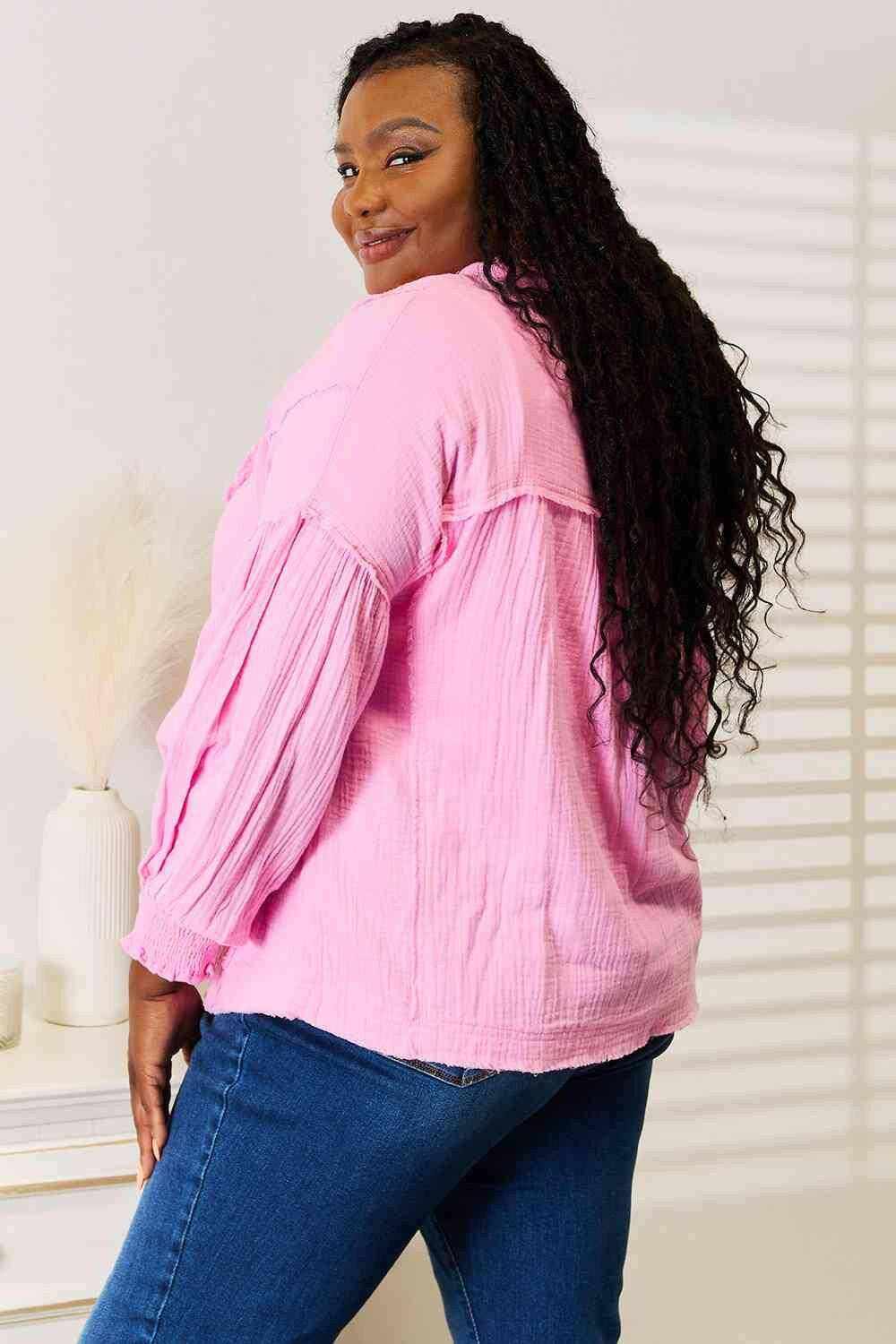 Trendsi Cotton Notched Neck Blouse - Elegant Women's Top