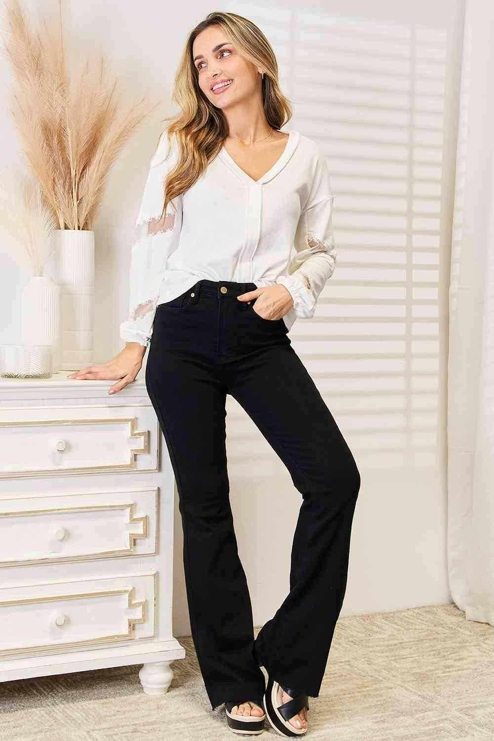 Trendsi Lace V-Neck Blouse - Elegant Women's Top