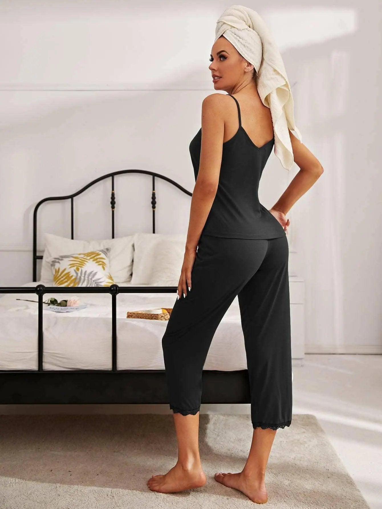 Trendsi Lace V-Neck Pajama Set - Elegant Women's Sleepwear