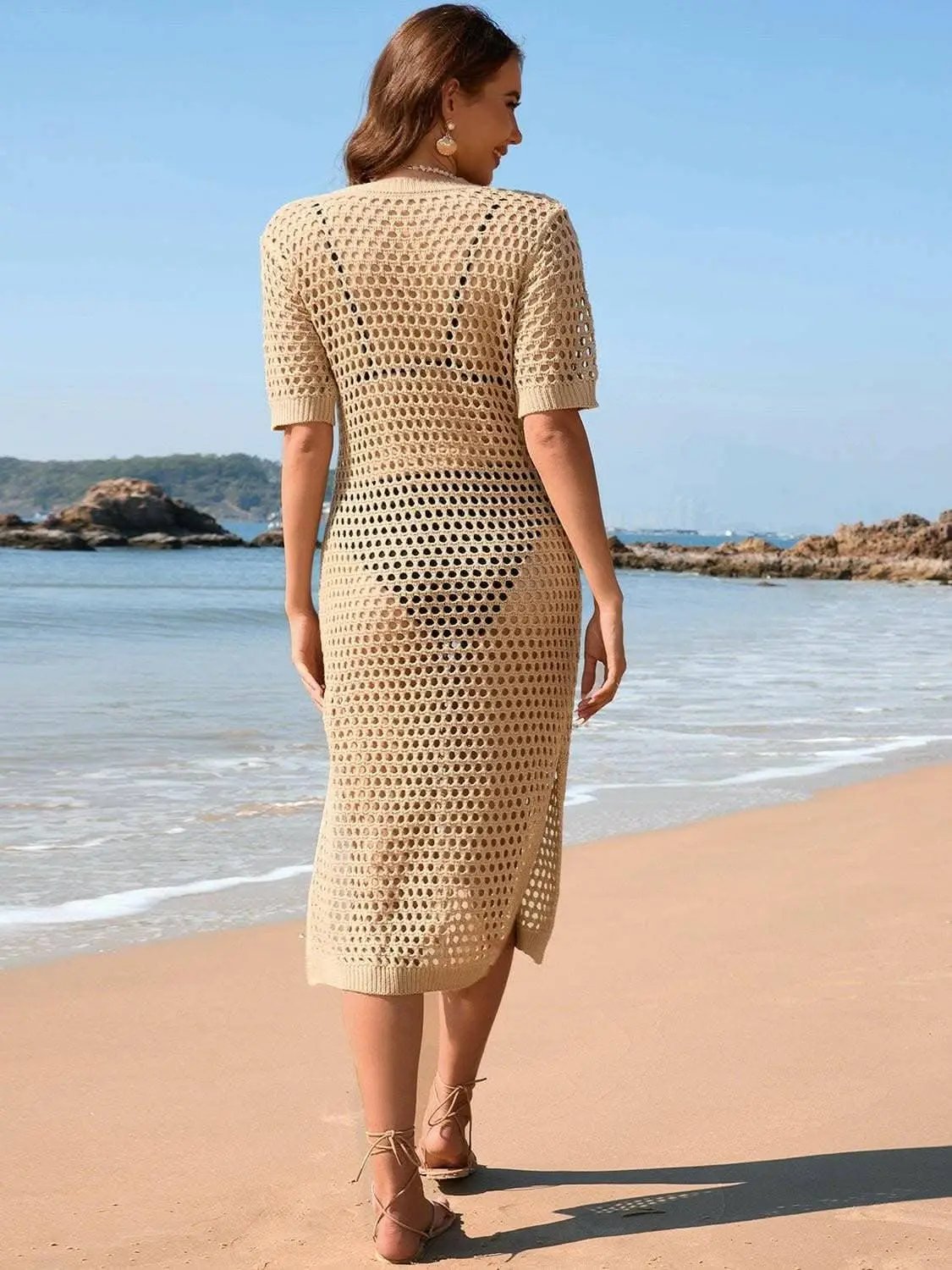 Trendsi Mesh Beach Cover-Up - Elegant Sheer Overlay