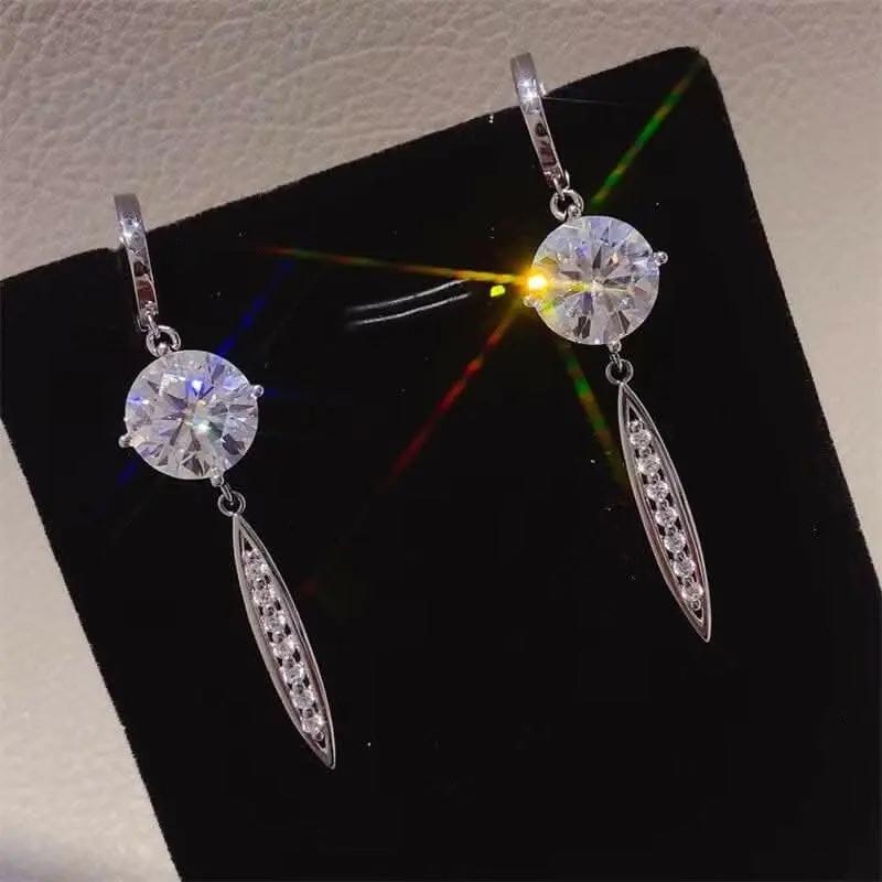 Moissanite Earrings 10ct Silver by Trendsi