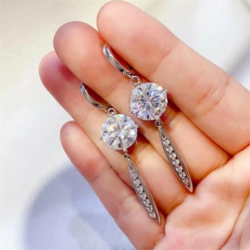 Moissanite Earrings 10ct Silver by Trendsi