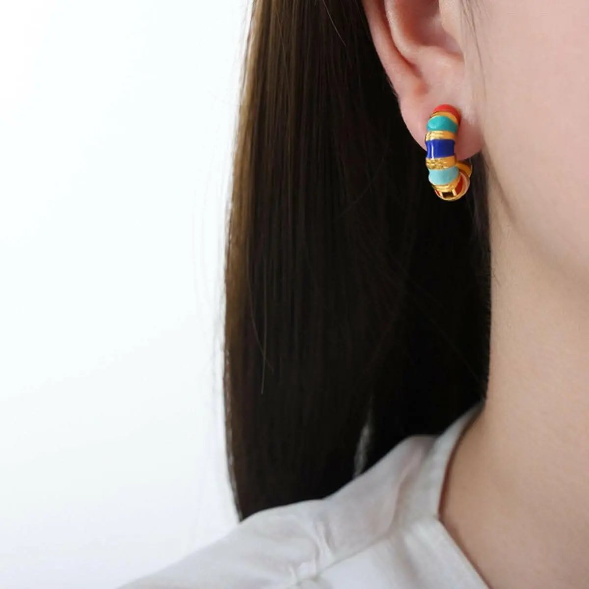T-Shirts Trendsi Elegant titanium hoop earrings