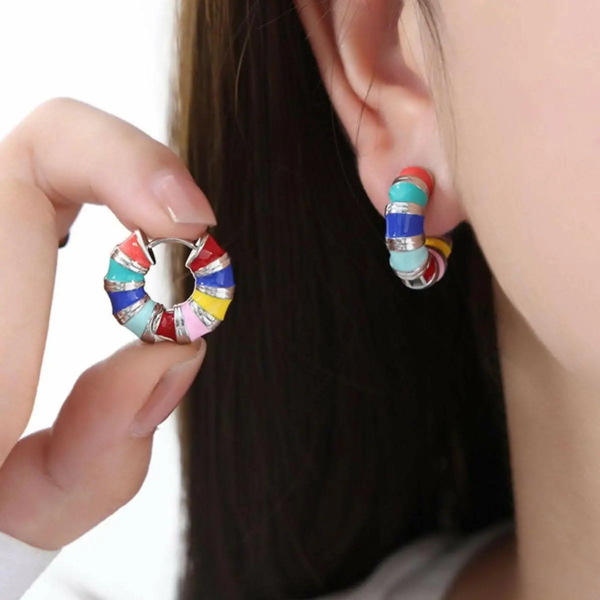 T-Shirts Trendsi Elegant titanium hoop earrings