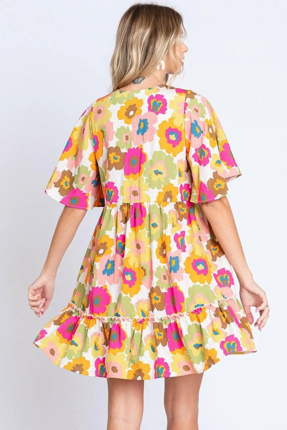 Dresses Trendsi Floral V-Neck Dress Women's Party Dress Ruffle Hem, Enchanting Color
