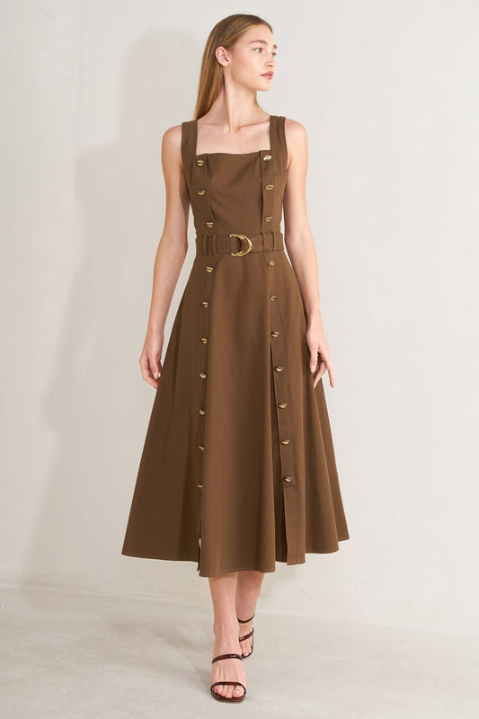 SWEET SIENNA WOVEN MIDI DRESS