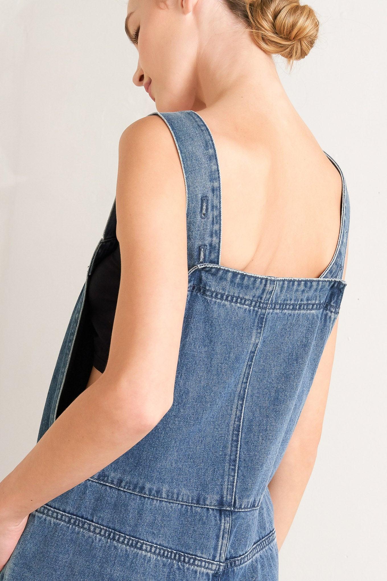 LET ME TALK DENIM CARGO JUMPSUIT