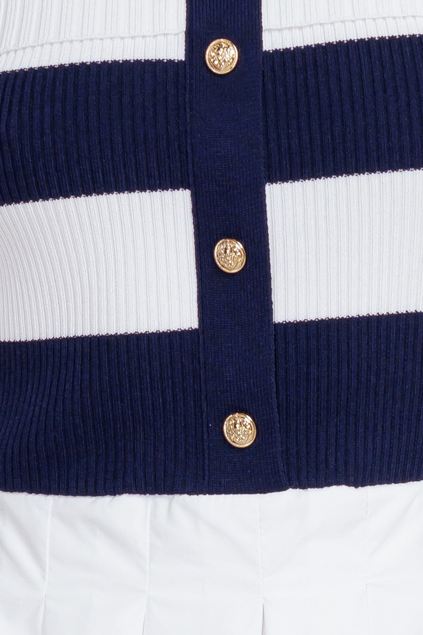 MODERN MUSE NAVY KNIT WOVEN MIDI DRESS