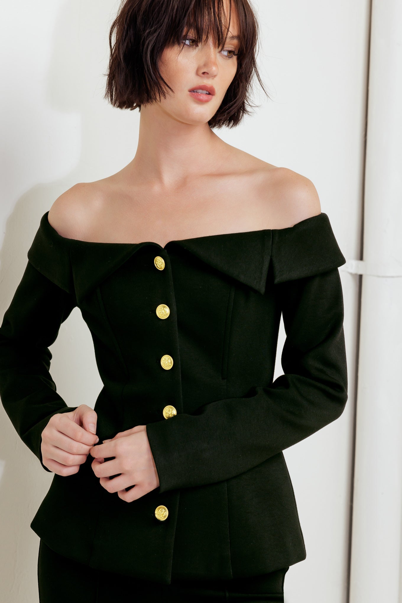 MODERN FLOW BLACK WOVEN TOP