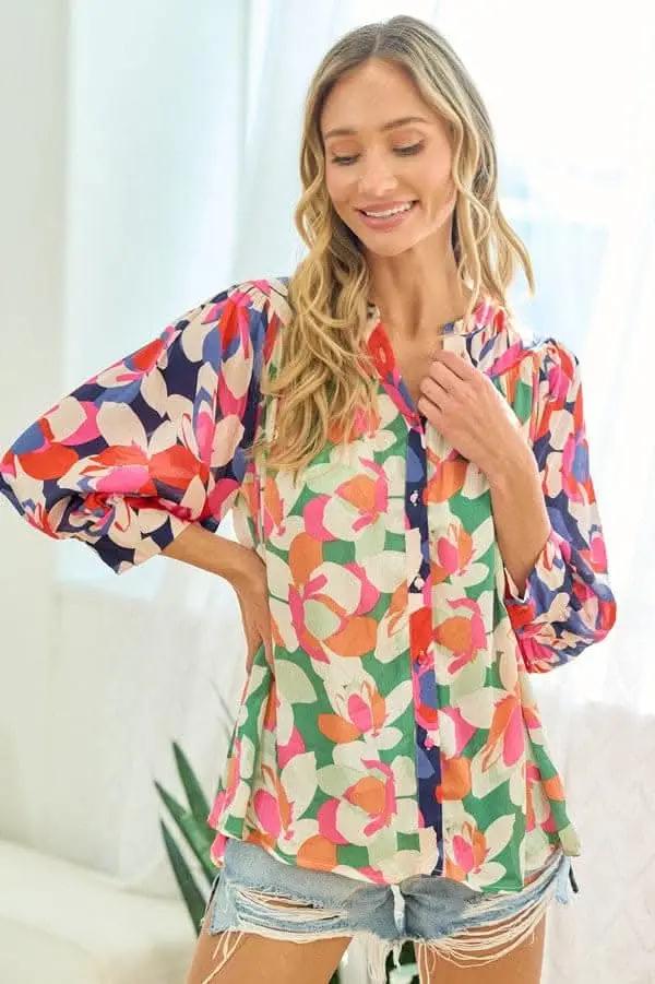 Pants Trendsi Floral Satin Shirt Women's Button Down Top - Soft & Stylish