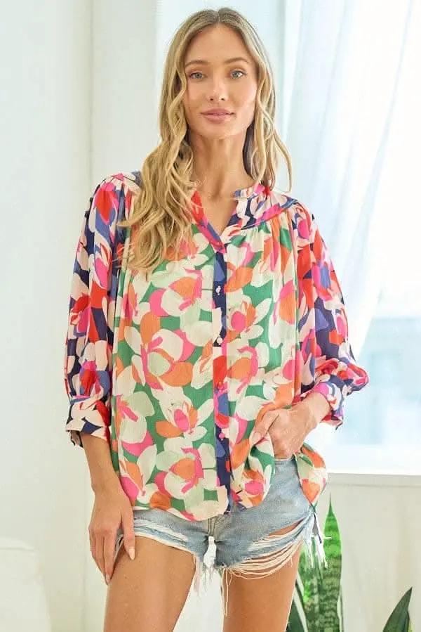Pants Trendsi Floral Satin Shirt Women's Button Down Top - Soft & Stylish