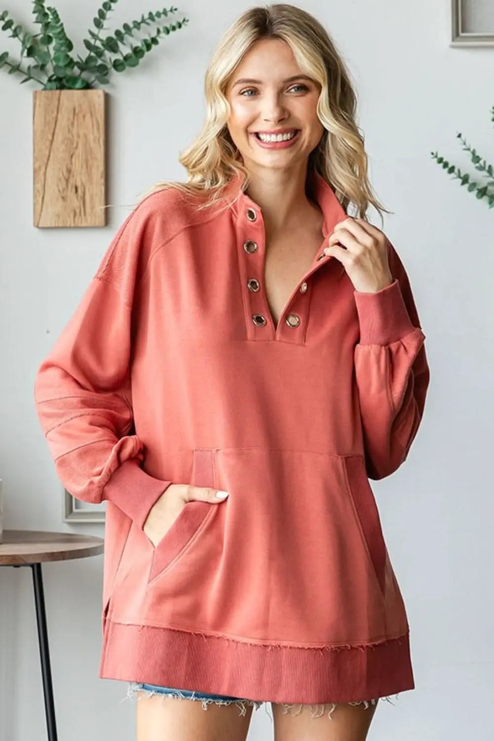 Women's Grommet Pocket Sweatshirt by Trendsi | Casual Pullover