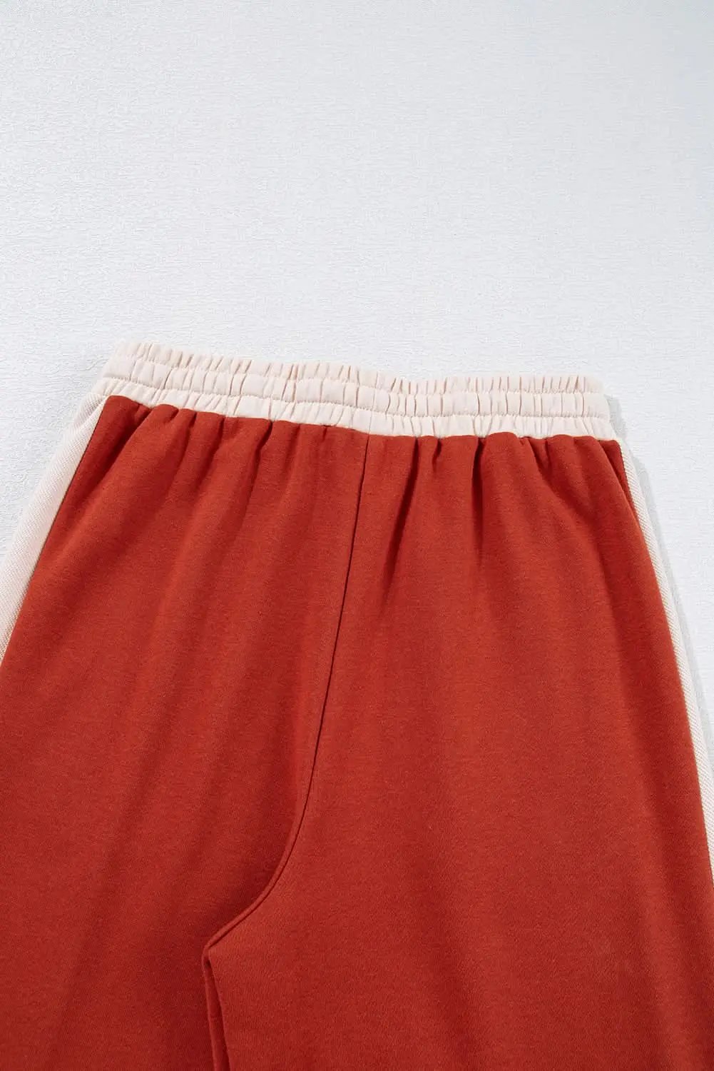 Love Salve Red Color Block Pants Women's Casual Wide Leg Trousers - High Waist, Drawstring