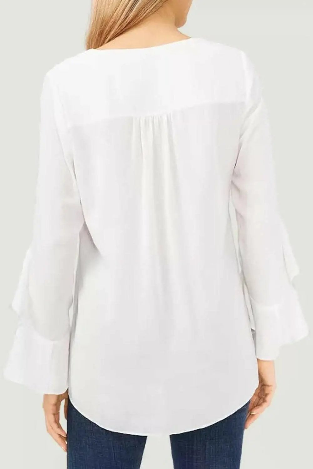 T-Shirts Trendsi Necklaces - Flirty sheer blouse with flounce sleeves