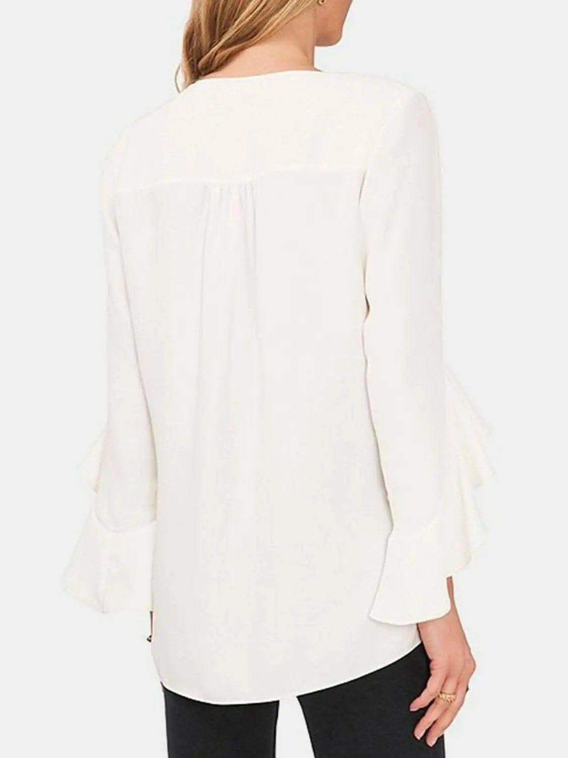 T-Shirts Trendsi Necklaces - Flirty sheer blouse with flounce sleeves