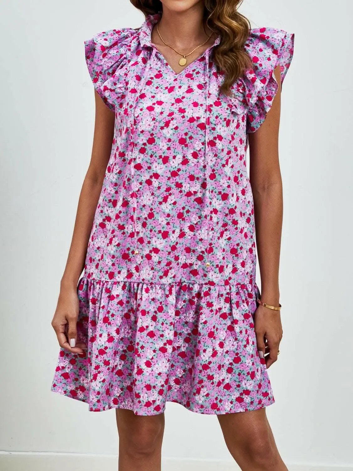 Trendsi Maternity Floral Cap Sleeve Dress Brick Red