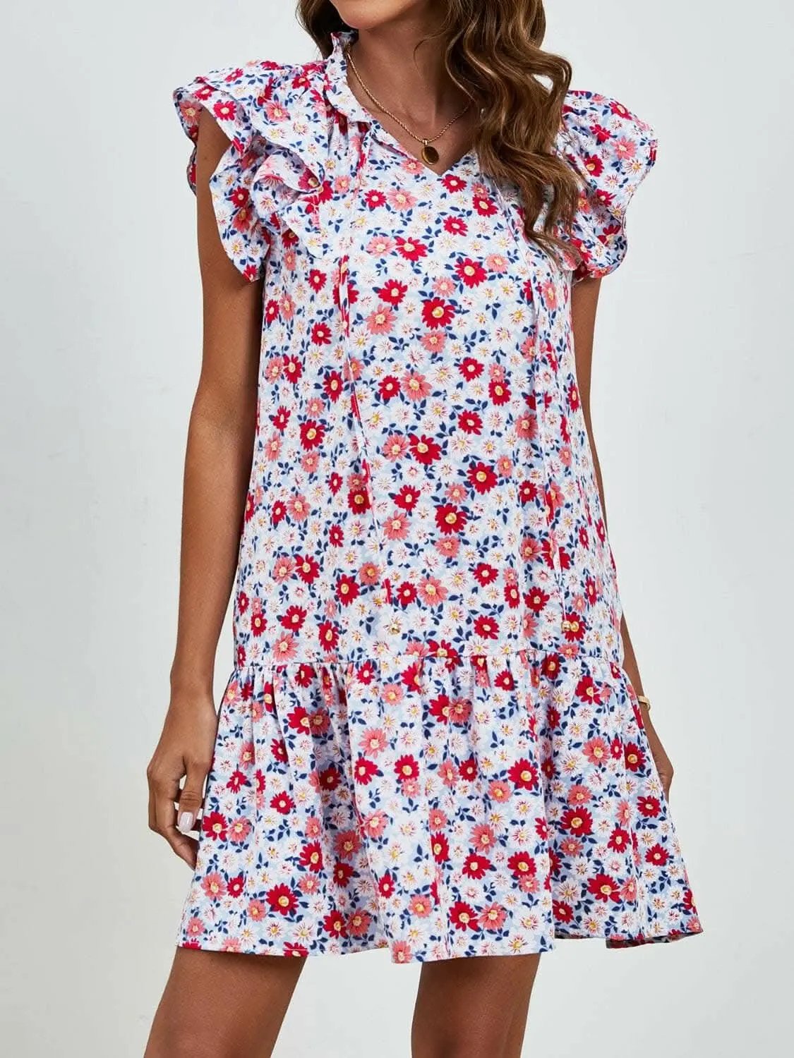 Trendsi Maternity Floral Cap Sleeve Dress Brick Red
