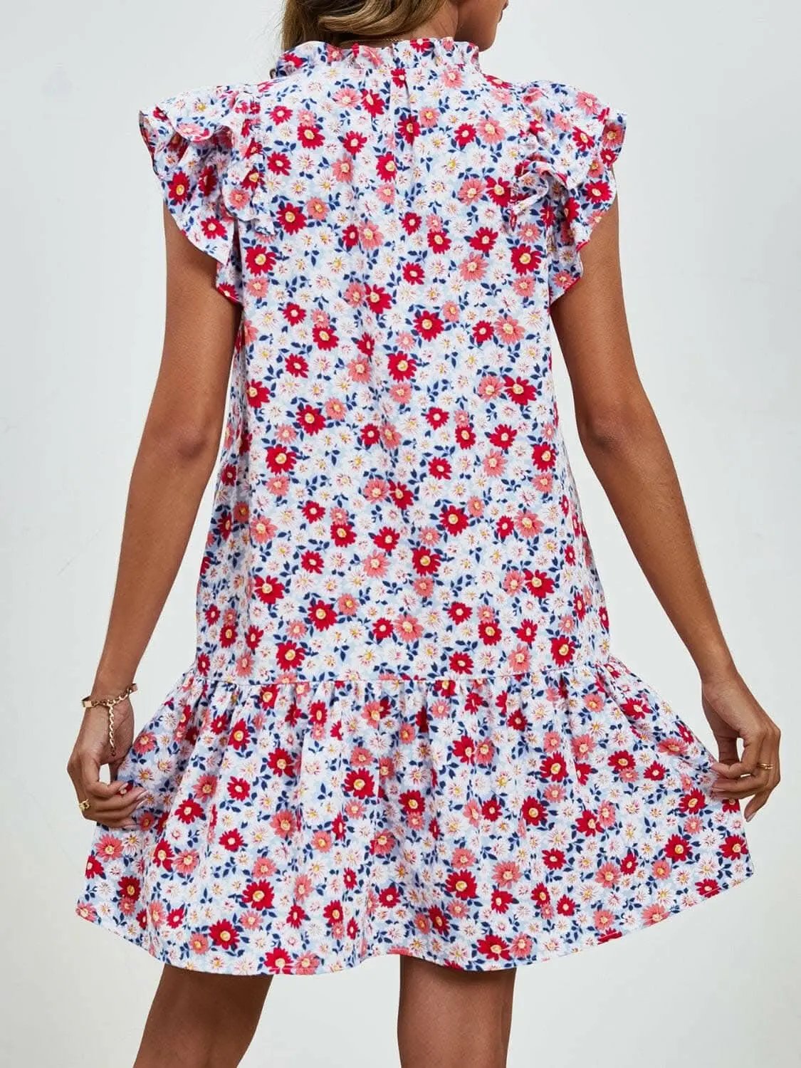 Trendsi Maternity Floral Cap Sleeve Dress Brick Red