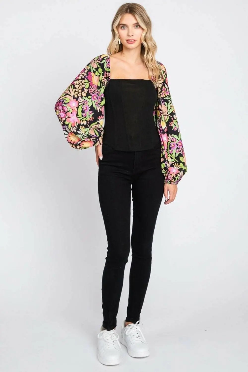 Accessories Trendsi Floral Blouse Women's Elegant Balloon Sleeve Top Statement Style