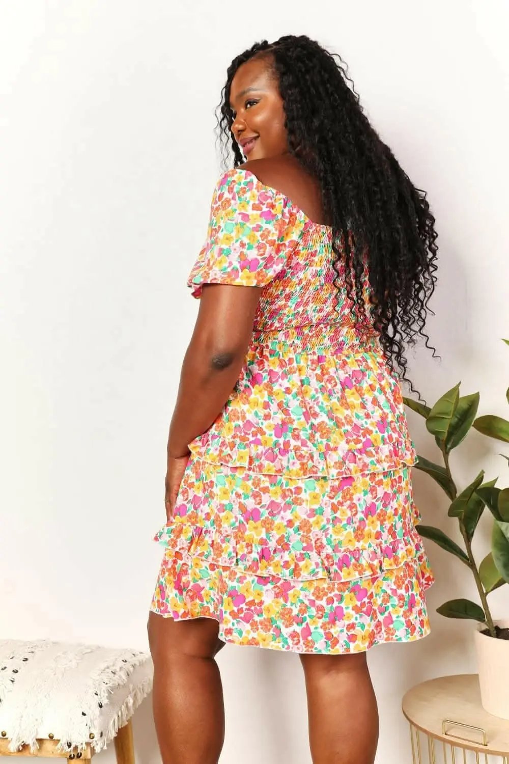 Trendsi Maternity Floral Mini Dress with Flounce Sleeves