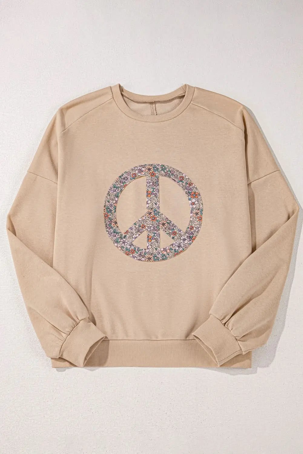Love Salve Women's Plus Size Sweatshirt Floral Peace Sign — Cozy Winter Comfort