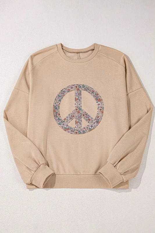 Love Salve Women's Plus Size Sweatshirt Floral Peace Sign — Cozy Winter Comfort