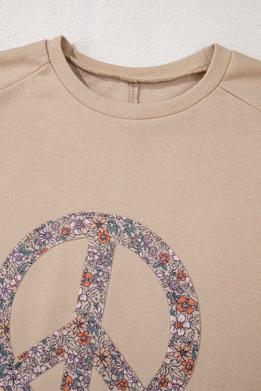 Love Salve Women's Plus Size Sweatshirt Floral Peace Sign — Cozy Winter Comfort