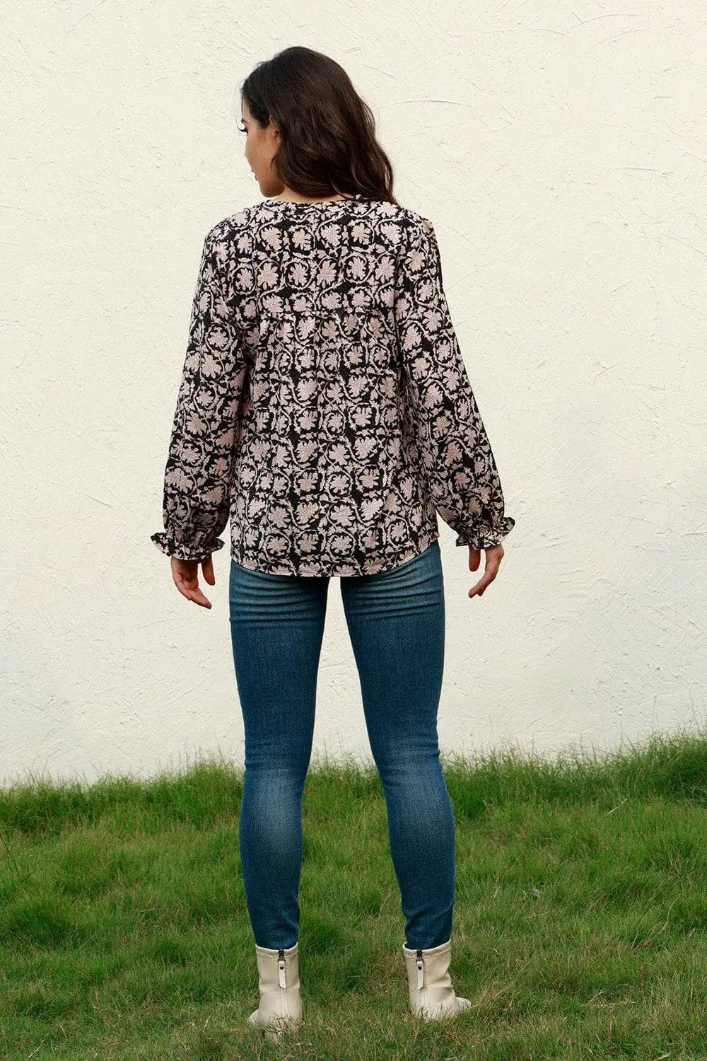Clothing & Apparel Trendsi Floral round neck blouse with flounce sleeves