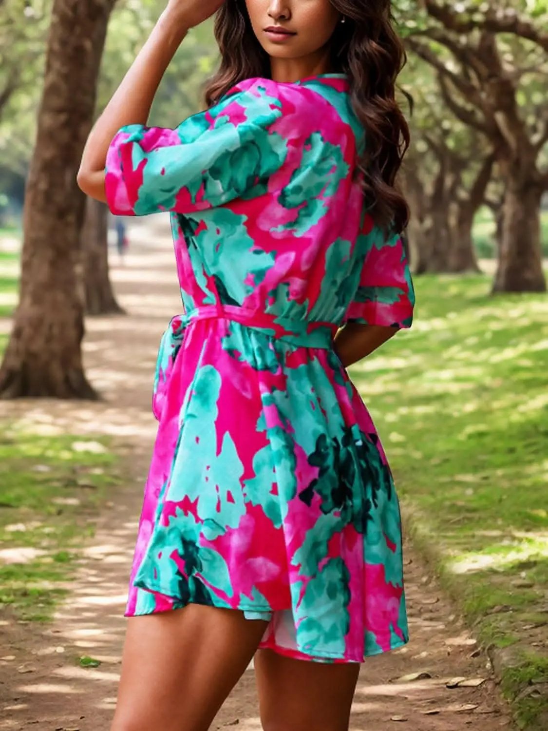 Accessories Trendsi Floral Romper Women's Casual V-Neck Short Sleeve Cute Jumpsuit