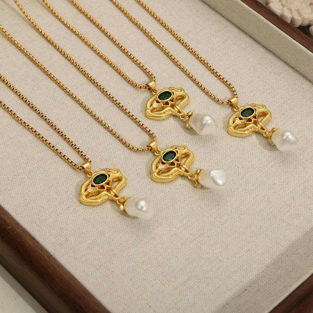 T-Shirts Trendsi Necklaces - Freshwater pearl geometric necklace
