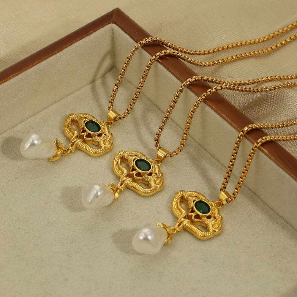 T-Shirts Trendsi Necklaces - Freshwater pearl geometric necklace